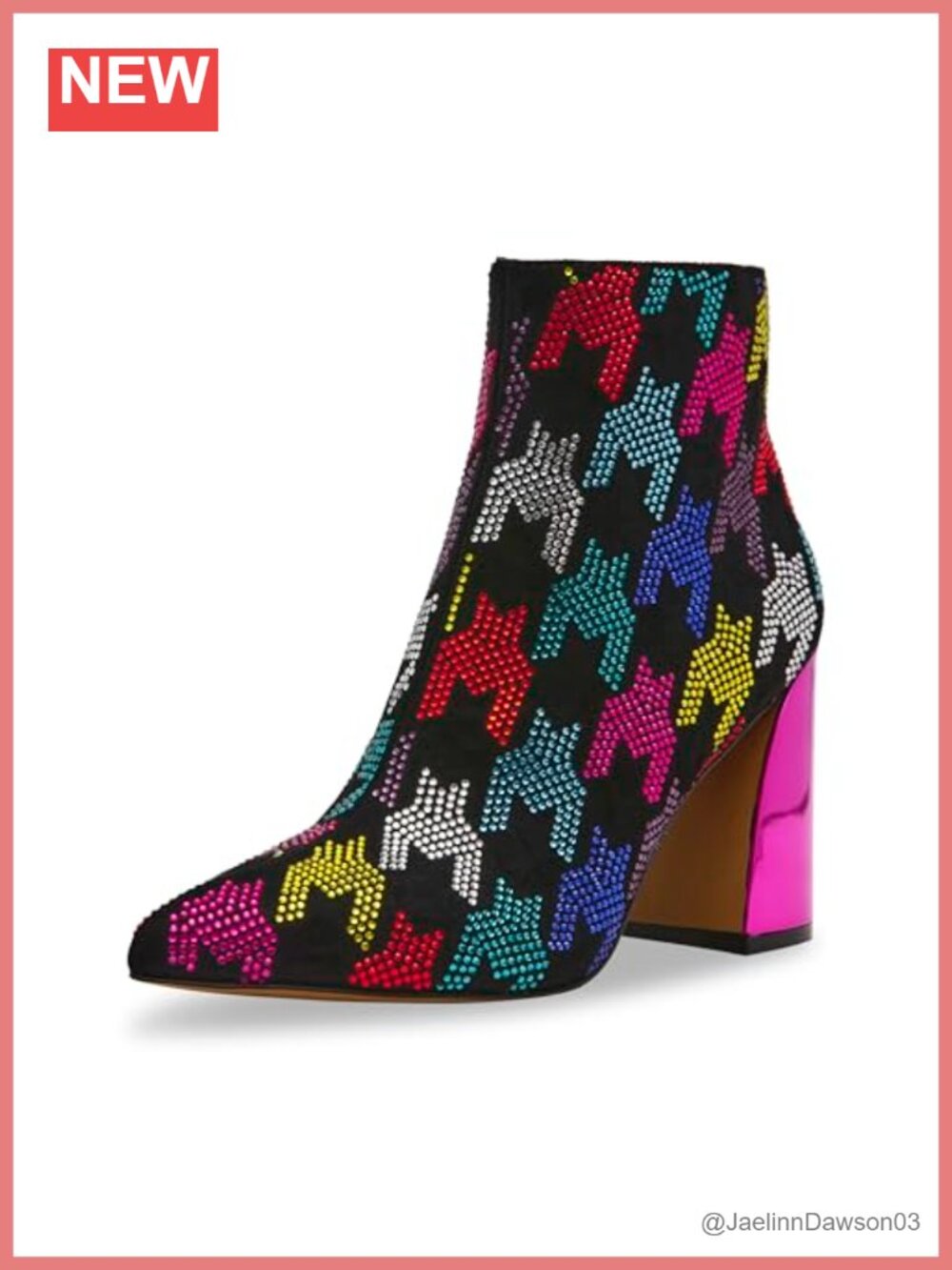 Betsey Johnson Marrina Rhinestone Ankle Bootie Block Heel Zip